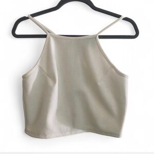 Y2K WET SEAL WHITE HALTER CROP TOP SIZE LARGE FESTIVAL MINIMALIST GRUNGE RAVE